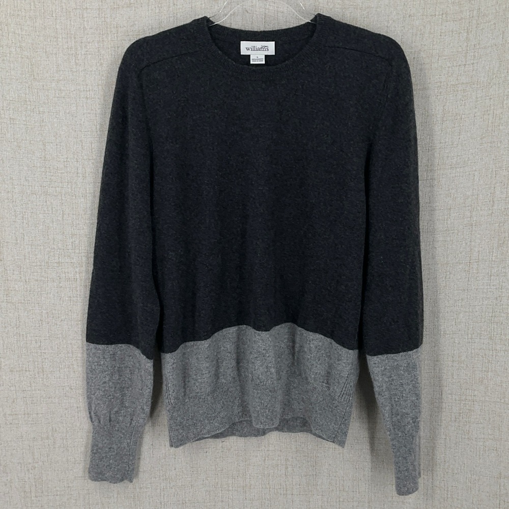 Williams Sweater Men Large Gray 100% Cashmere Colorblock Minimalist